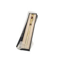 Full-length Pine interactive wand shown in its open black presentation box with cream lining and translucent protective fabric folded around it.