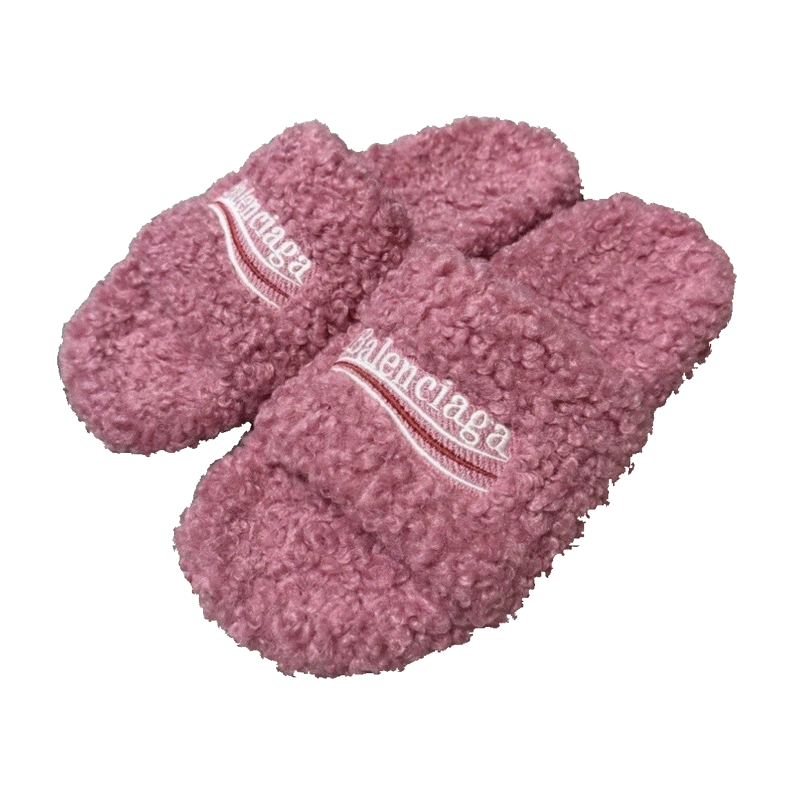 Women’s Balenciaga Pink Fur Slides U.S Size 10/ Eu 42 — front view on white background