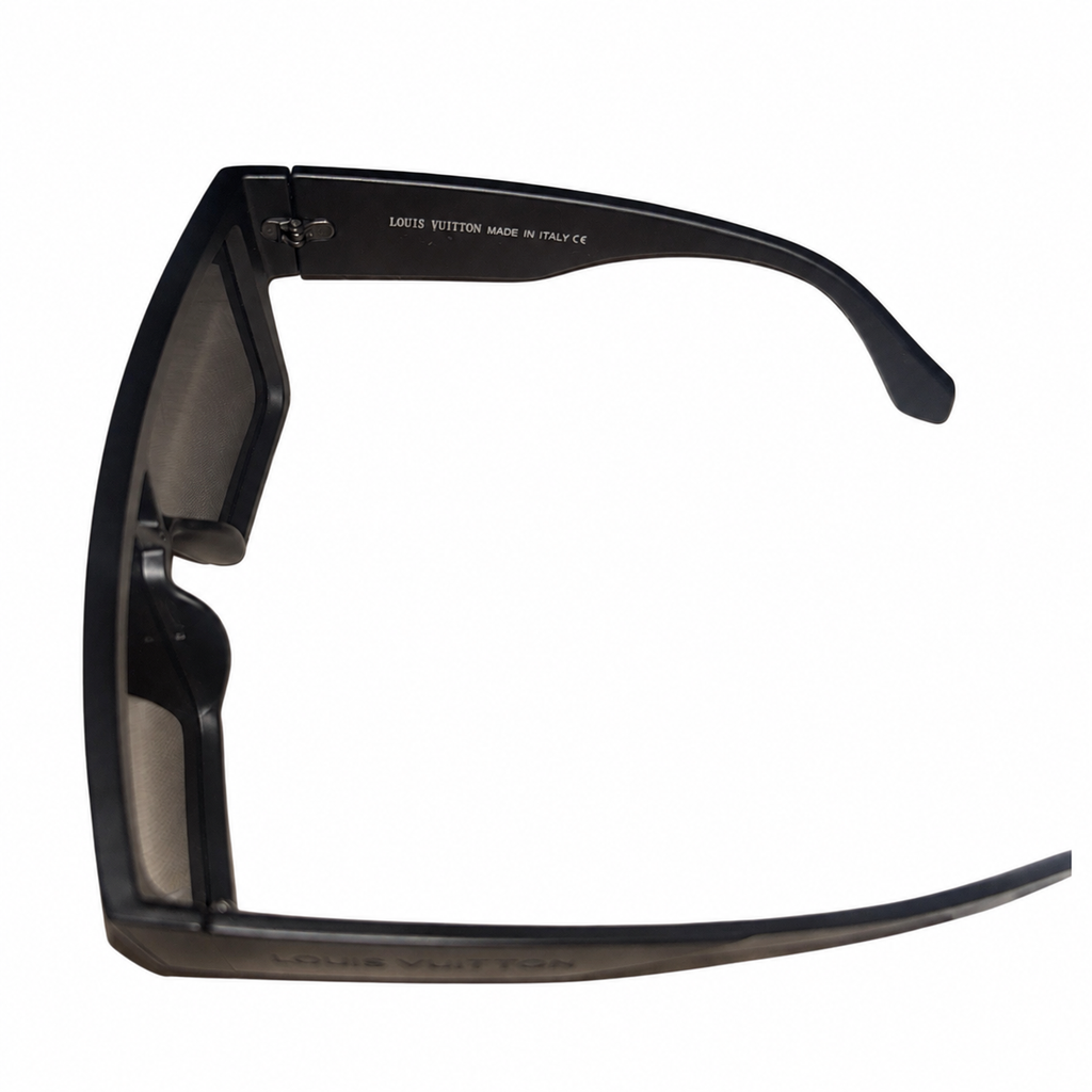 Louis Vuitton Waimea sunglasses, open-frame interior and temple view against a white background.
