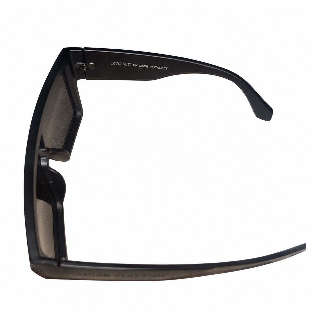 Louis Vuitton Waimea sunglasses, open-frame interior and temple view against a white background.